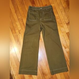bagatelle olive utility pants with contrast stitching